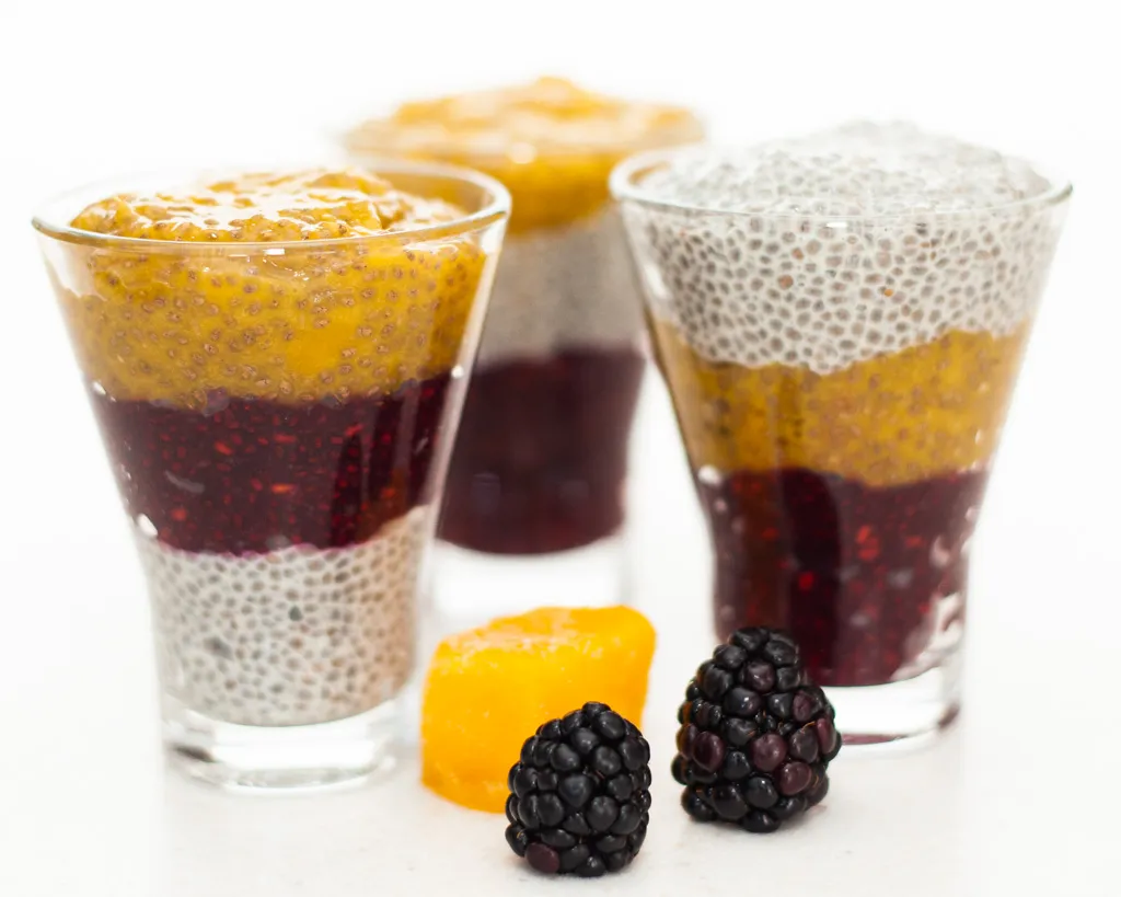 Blackberry-Mango & Vanilla Chia Pudding