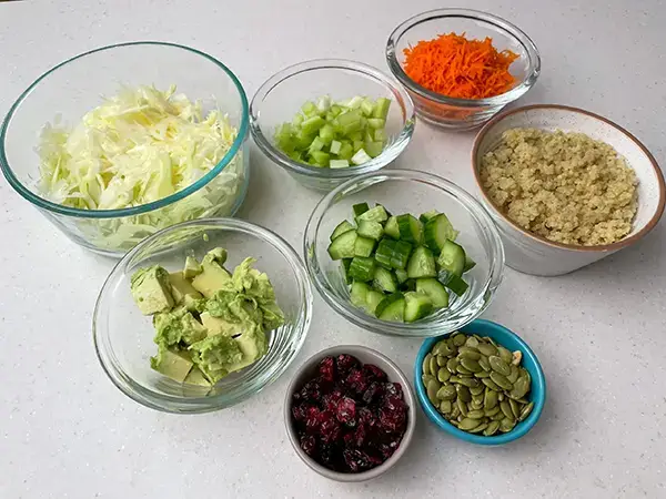 All ingredients used in the salad