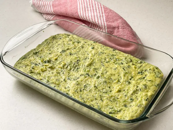 Firm polenta in serving dish before being cut