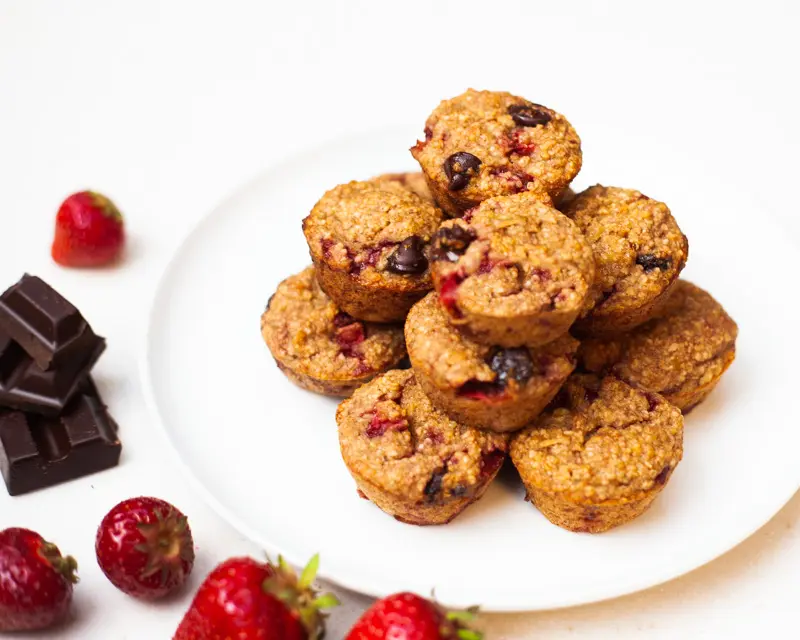 Strawberry & Chocolate Quinoa Mini Muffins